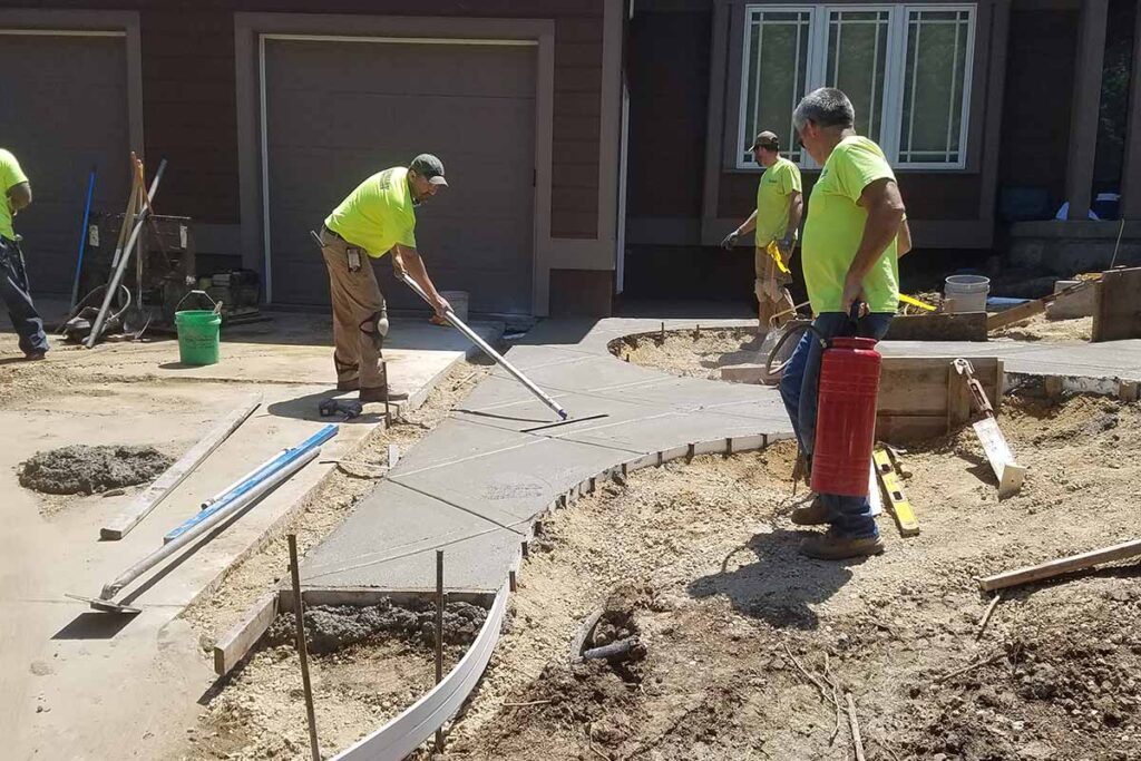 concrete driveway under construction