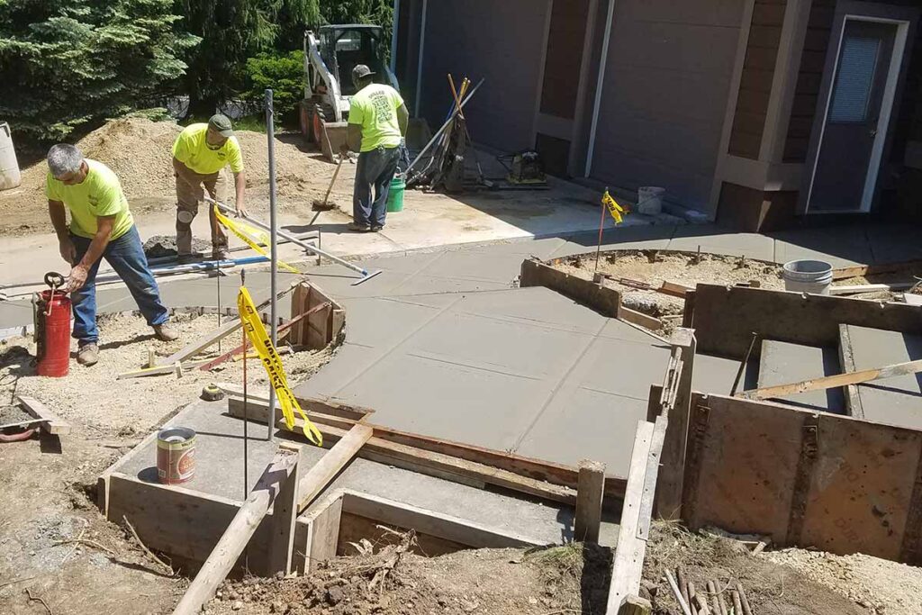 concrete driveway under construction